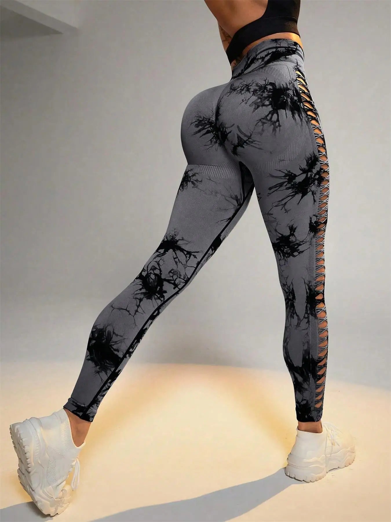 Leggings tie-dye sans coutures pour femme, pantalon de yoga taille haute, collants élastiques push-up