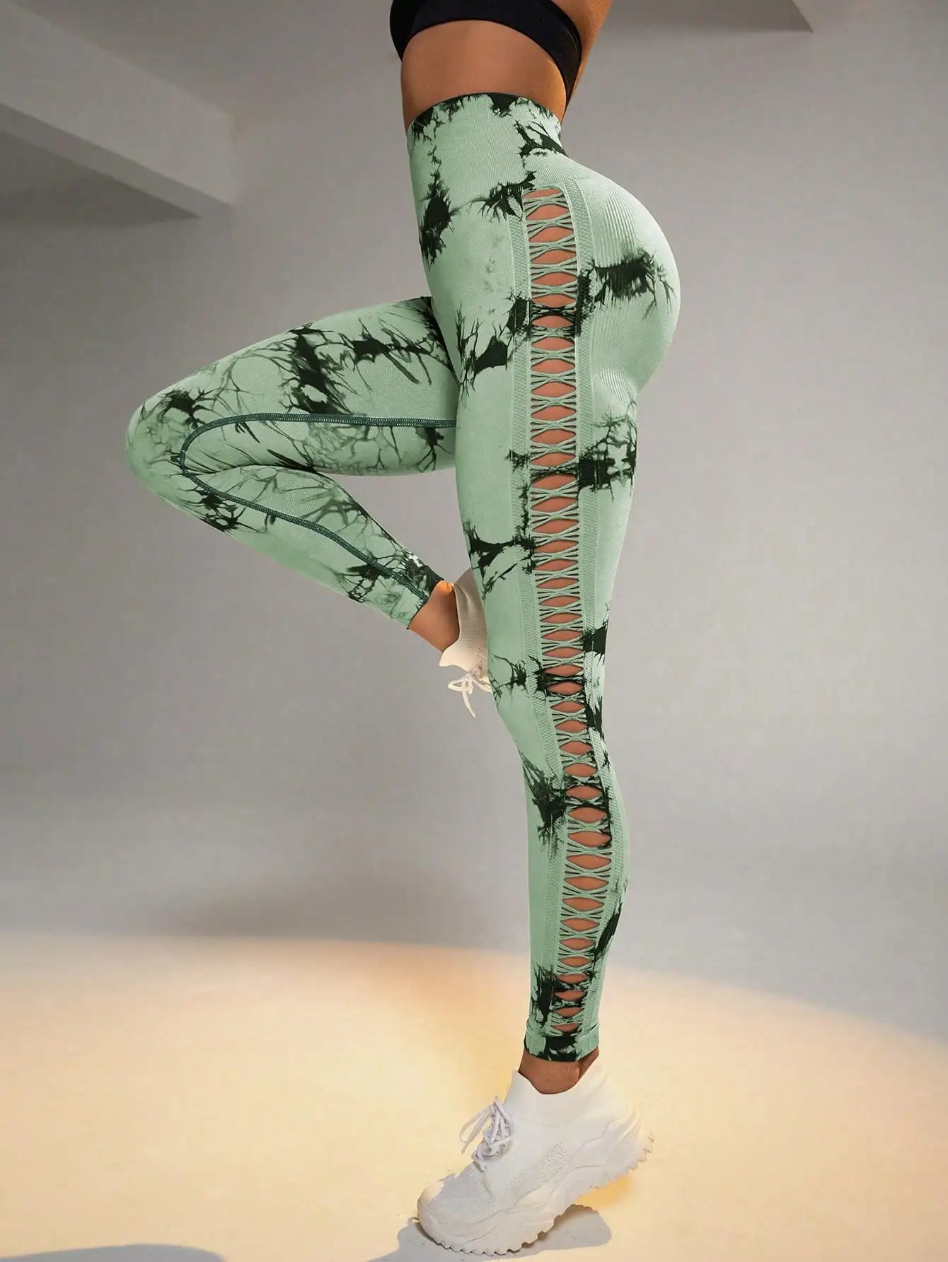 Leggings tie-dye sans coutures pour femme, pantalon de yoga taille haute, collants élastiques push-up