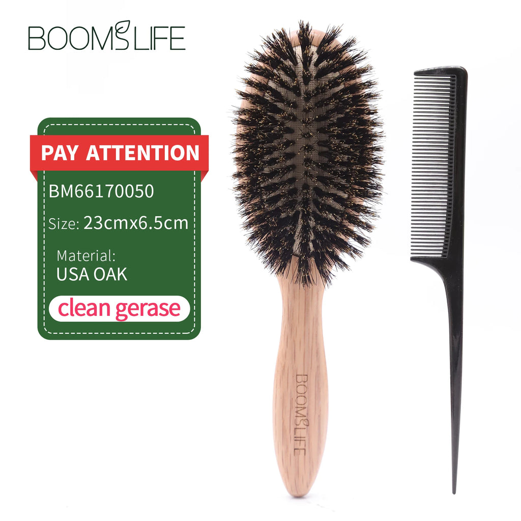 Brosse à cheveux en poils de sanglier BOOMSLIFE, peigne pour femmes