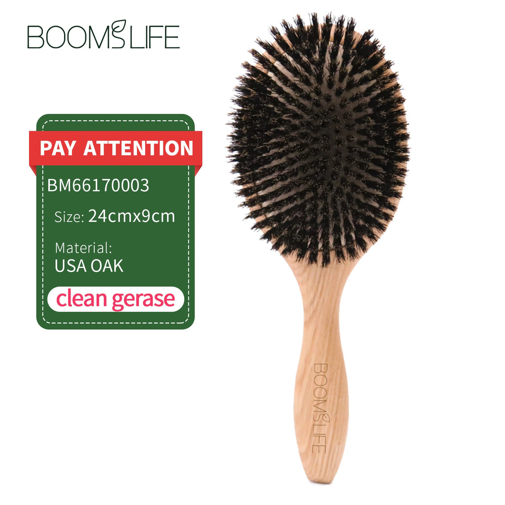 Brosse à cheveux en poils de sanglier BOOMSLIFE, peigne pour femmes