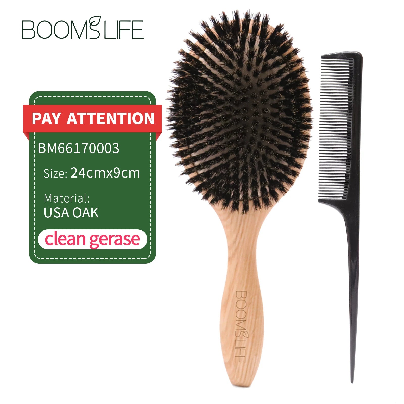 Brosse à cheveux en poils de sanglier BOOMSLIFE, peigne pour femmes