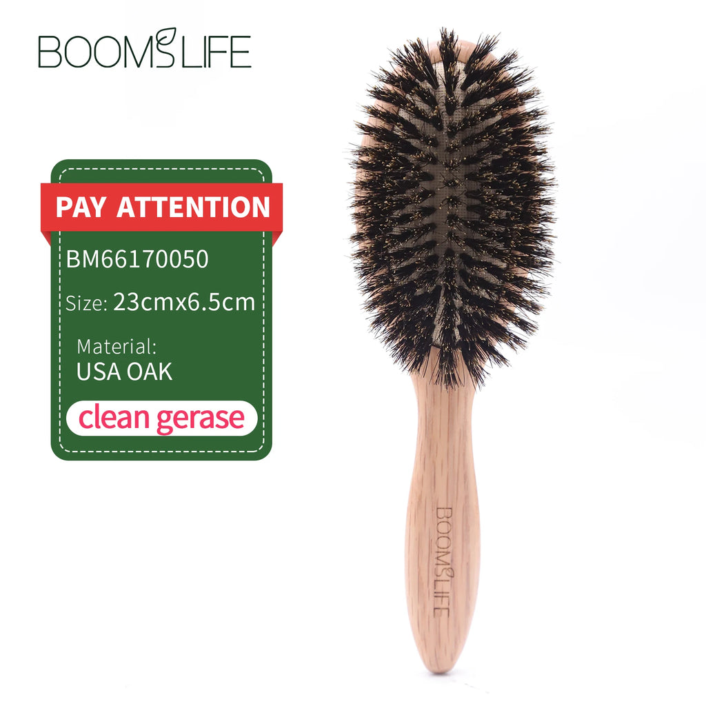 Brosse à cheveux en poils de sanglier BOOMSLIFE, peigne pour femmes