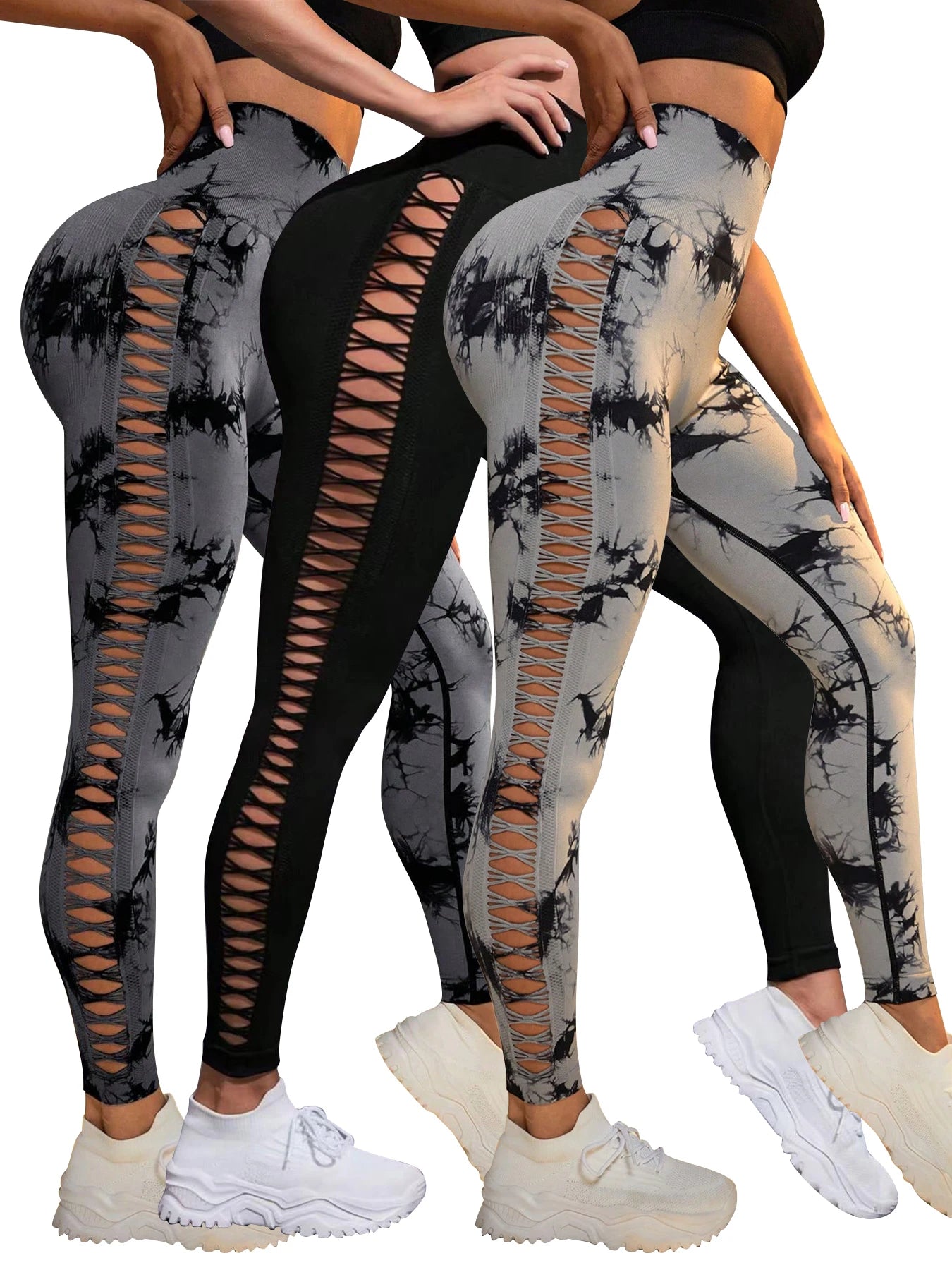 Leggings tie-dye sans coutures pour femme, pantalon de yoga taille haute, collants élastiques push-up