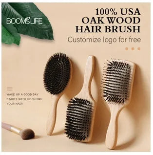 Brosse à cheveux en poils de sanglier BOOMSLIFE, peigne pour femmes
