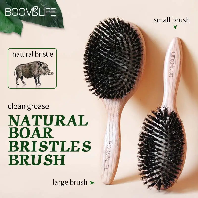 Brosse à cheveux en poils de sanglier BOOMSLIFE, peigne pour femmes